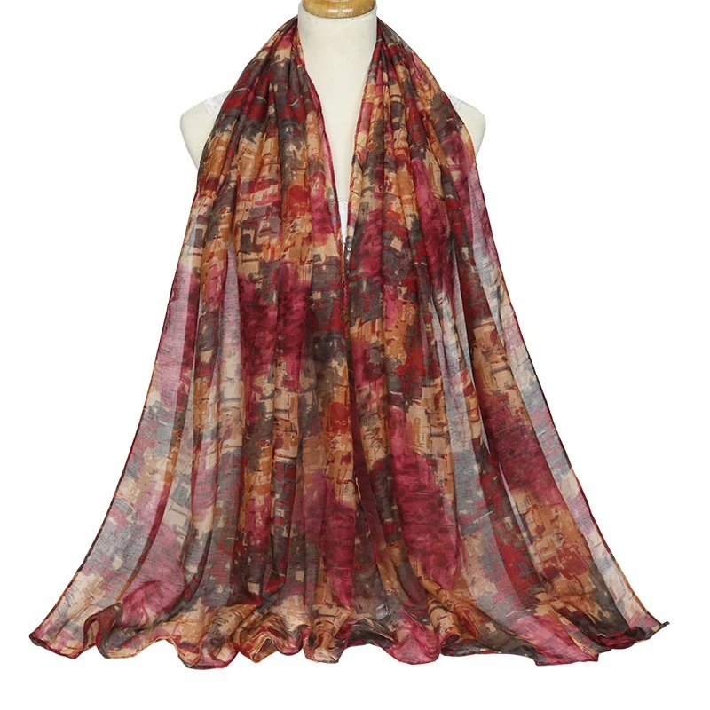 Bufandas cálidas de hilo Bali para mujer, chal estampado de alta calidad, Hijab de algodón liso, nueva marca, Otoño e Invierno