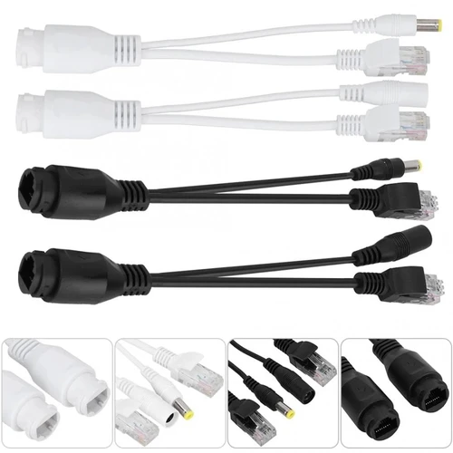 Cable adaptador de alimentación pasiva por Ethernet, divisor impermeable para exteriores, inyector RJ45, 12-48v para cámara IP