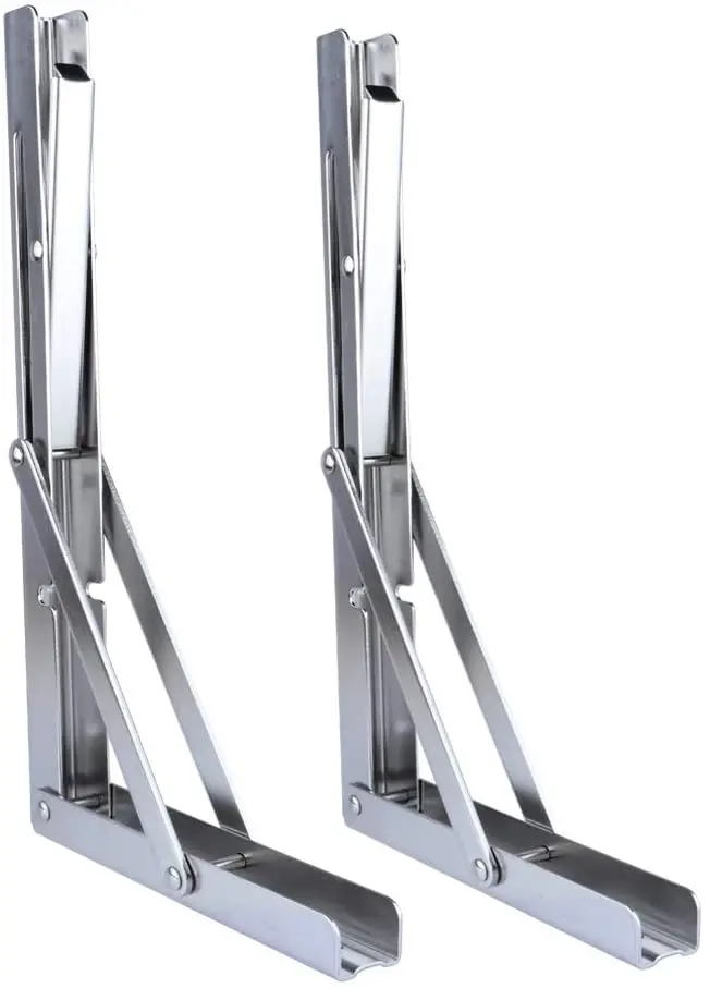 2X Folding Shelf  Table Bracket - Bench Folding Shelf or Bracket, Max. Load 330lbs (Long Release Handle)