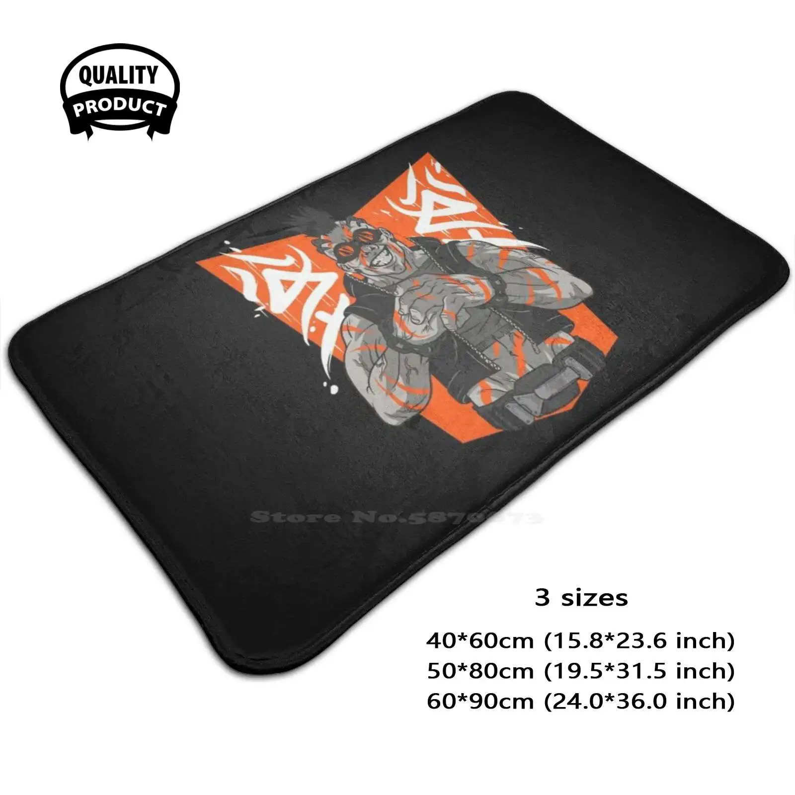 Futuristic Warrior Soft Cushion Home Carpet Door Mat Car Rug Samurai Katana Japanese Sword Geek Athlete Gamer Nerd Ronin Video