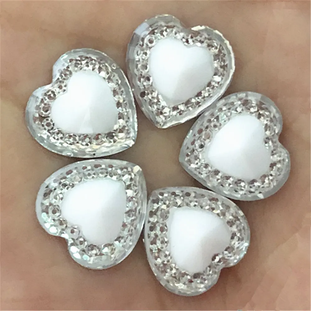 40pcs12mm Resin Heart/FlatBack Rhinestone Appliques Scrapbooking For