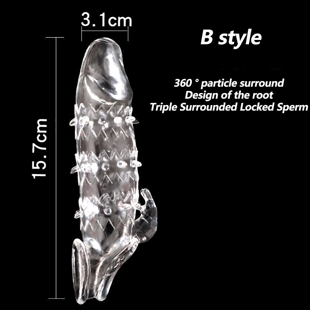 New Erotic Toys For Men Reusable Condom Crystal Penis Sleeve G Spot Stimulation Cock Sleeve Delayed Ejaculation Sex Toys For Men