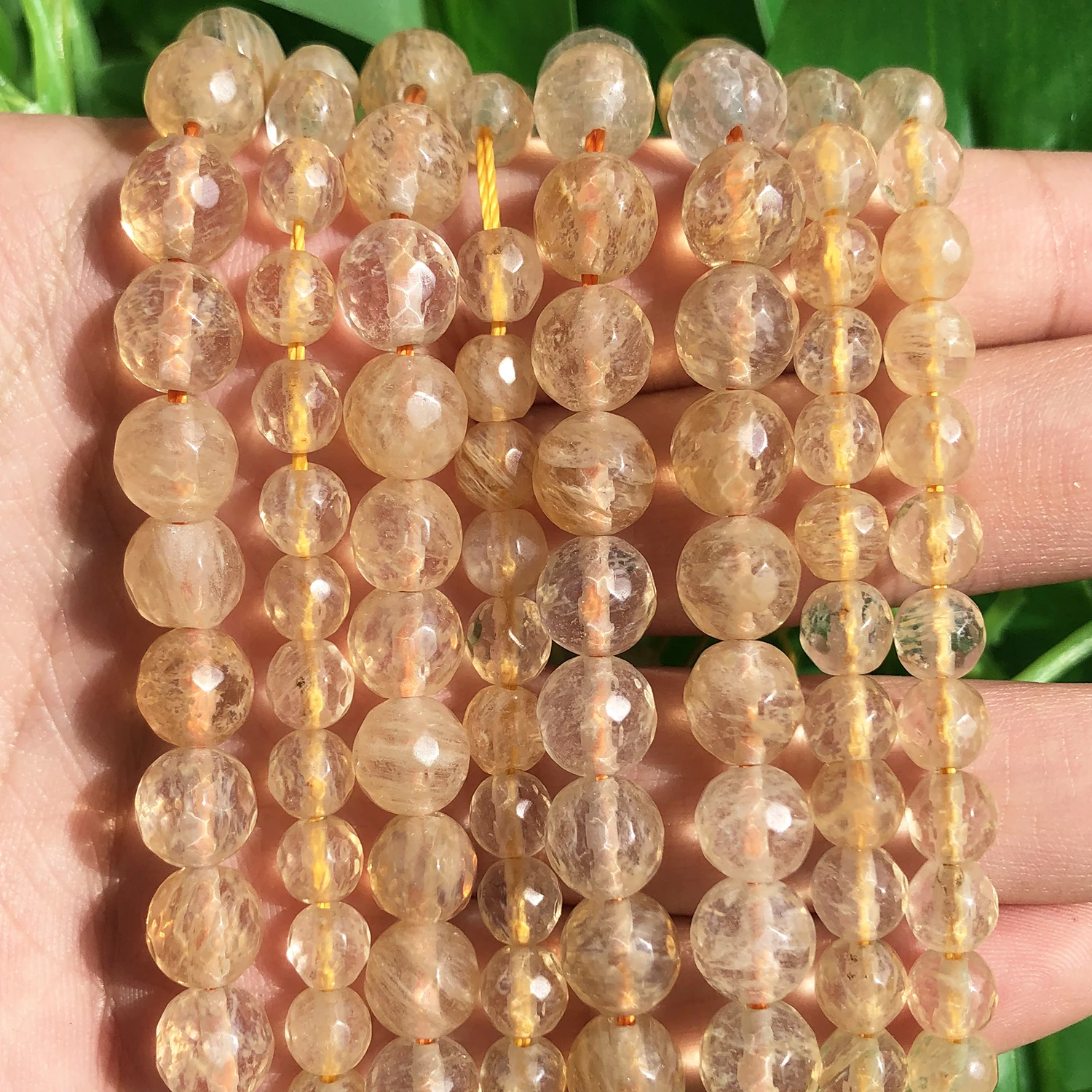 4-10mm Faceted Yellow Citrines Quartzs Stone Beads Natural Loose Spacer Beads for Jewelry Making DIY Bracelet Accessories 15\'\'