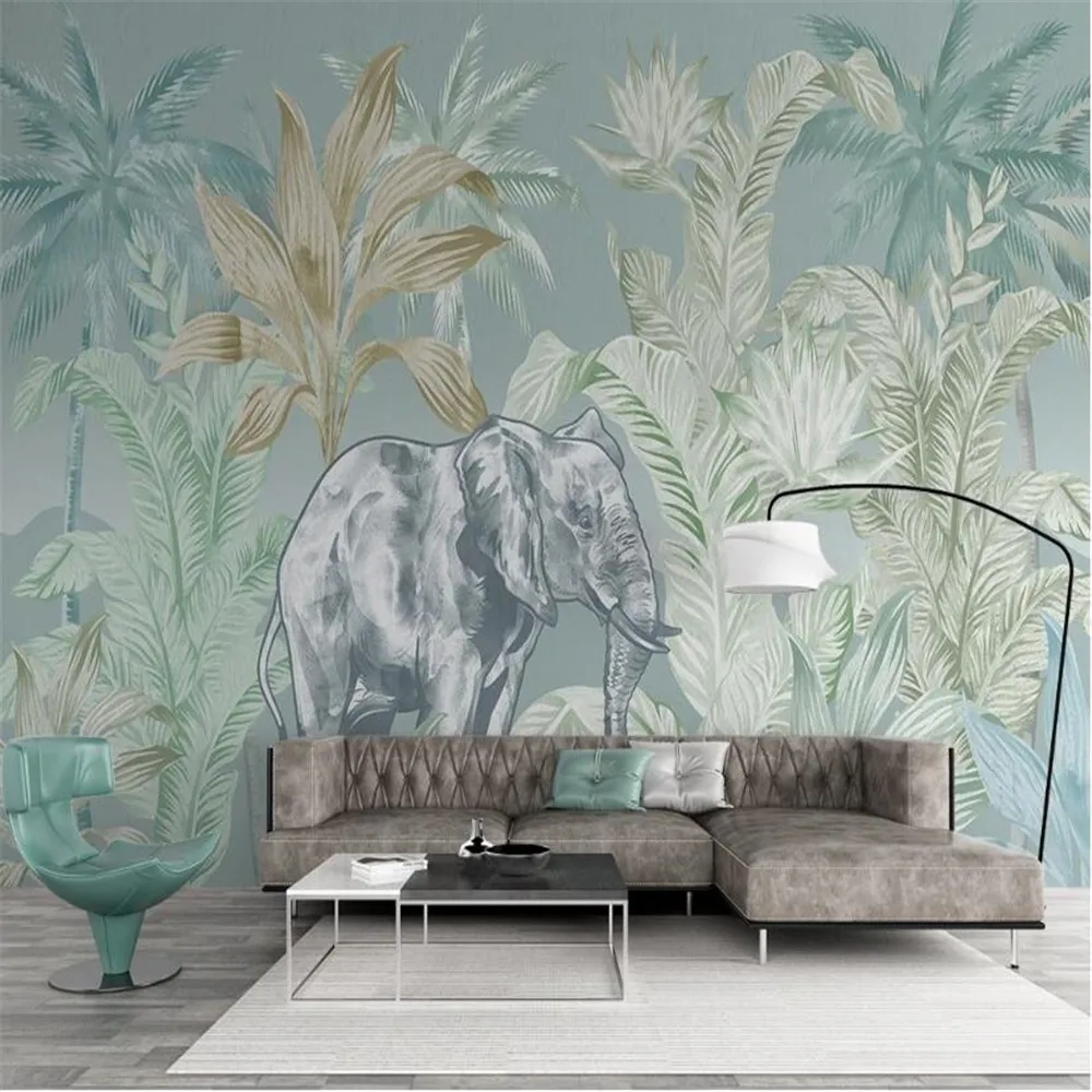 

Milofi custom large 3D printing wallpaper mural hand-painted small fresh forest tropical plants home background wall