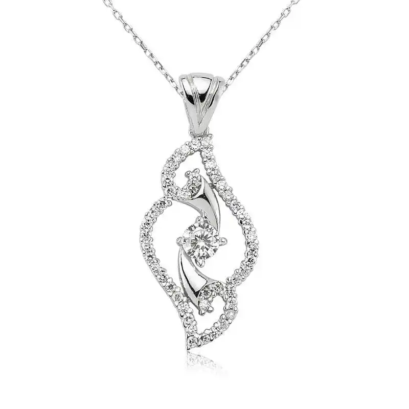 Silver Single Gem Women 'S Necklace Zircon Stone  925 Sterling Women Fine Jewelry Wedding Party Birthday Gift - Box - Jeweled - Pendant - Chain Choker - Female - Ladies - Fashion