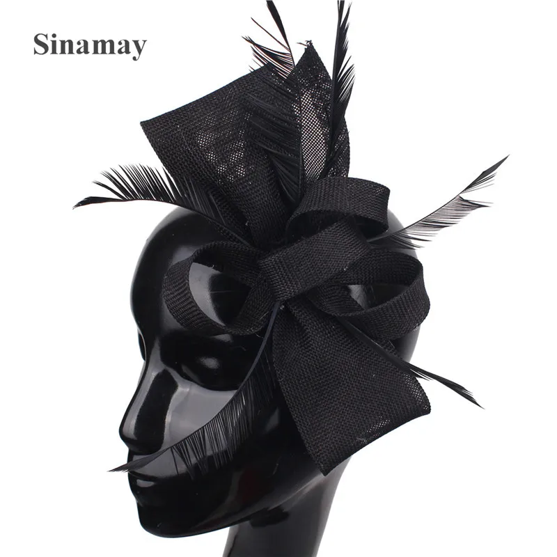 Frauen Gold Feder Blumen Hut Haar Clip Fascinator Schöne Kopfbedeckungen Stirnband Für Cocktail Party Hochzeit Kirche Haar Zubehör – Detail 6