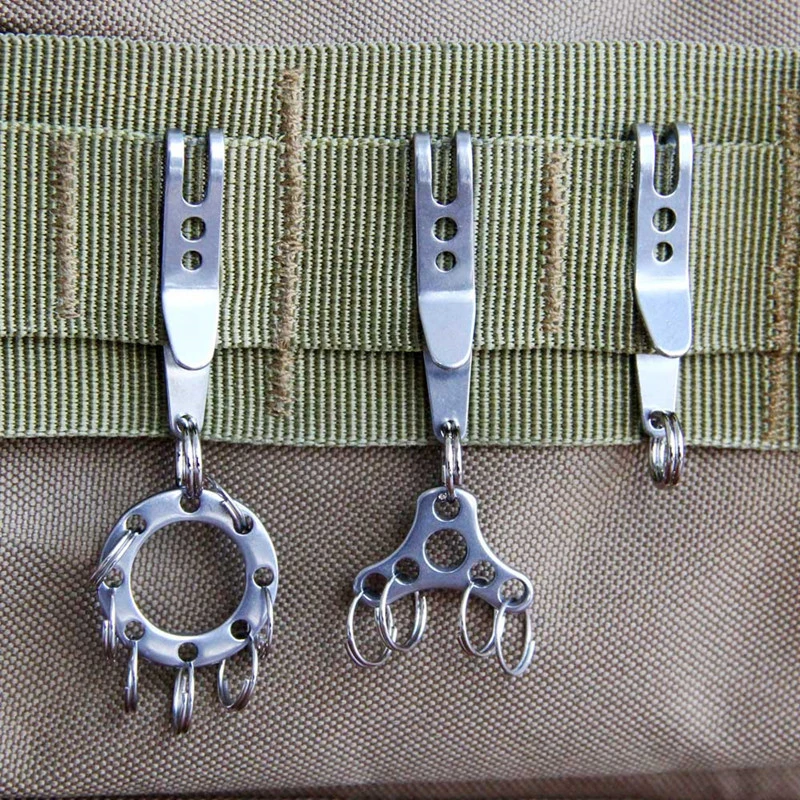 Mini Silver Pocket Clips Carabiner Stainless Steel Bag Waist Belt Hanging Clip Metal Key Buckles Holder Outdoor Tool