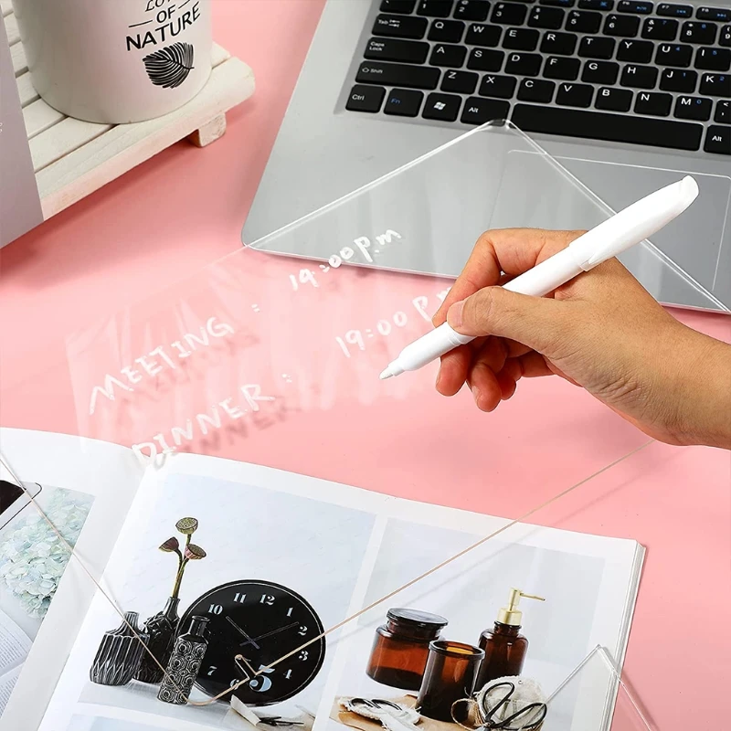 Transparent Acrylic Erasable Message Board Cover Leaflet File Paper Display Stand Home Office Desk Writing Panel