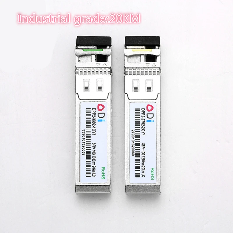 Módulo óptico sfp de grau industrial, 10g, lc 20km, nm/nm, fibra única, módulo sfp, transceptor industrial, grau-40-85 celsius