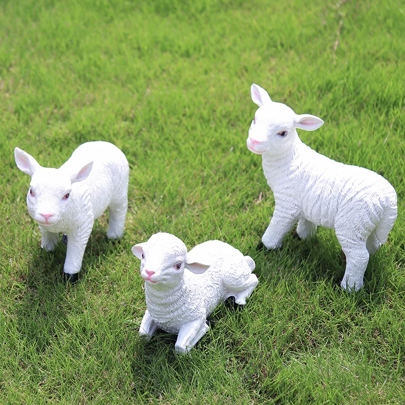 resin statue  white sheep model Figurines landscape ornament sculpture outdoor Courtyard gardening decoration a1859