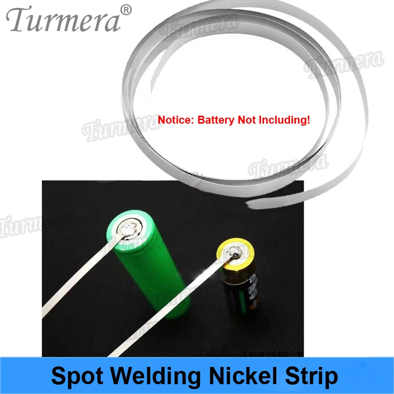 Turmera 1Roll 10Meter Nickel Strip of 0.12x8mm 0.15*8mm 0.2*8mm Nickel Tap for 18650 26650 32650 21700 Battery Pack Spot Welding