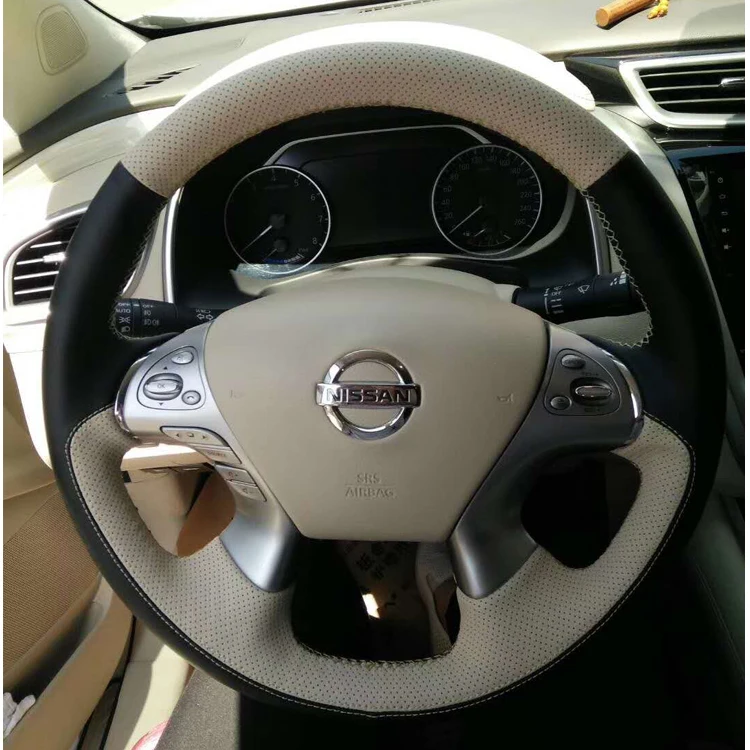 

For Nissan TEANA / X-TRAIL /Bluebird Sylphy/ QASHQAI TIIDA DIY Custom leather imitation peach wood car steering wheel cover