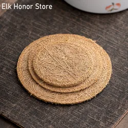 Retro Organic Loofah Sponge Cup Teapot Mat Durable 100% Natural Kitchen Coaster Eco-friendly Teaware Tray Accessory Tea Ceremony