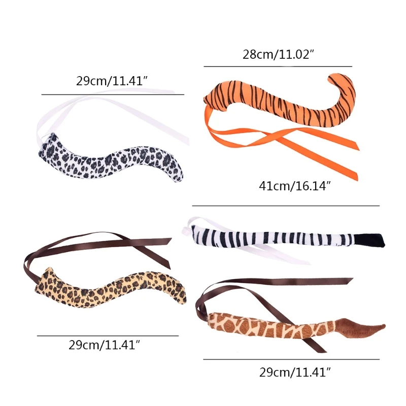 Halloween Animal Costume Tiger giraffa Monkey Ears Hair Hoop Tail Set Cartoon Party copricapo Cosplay Party Fancy Dress