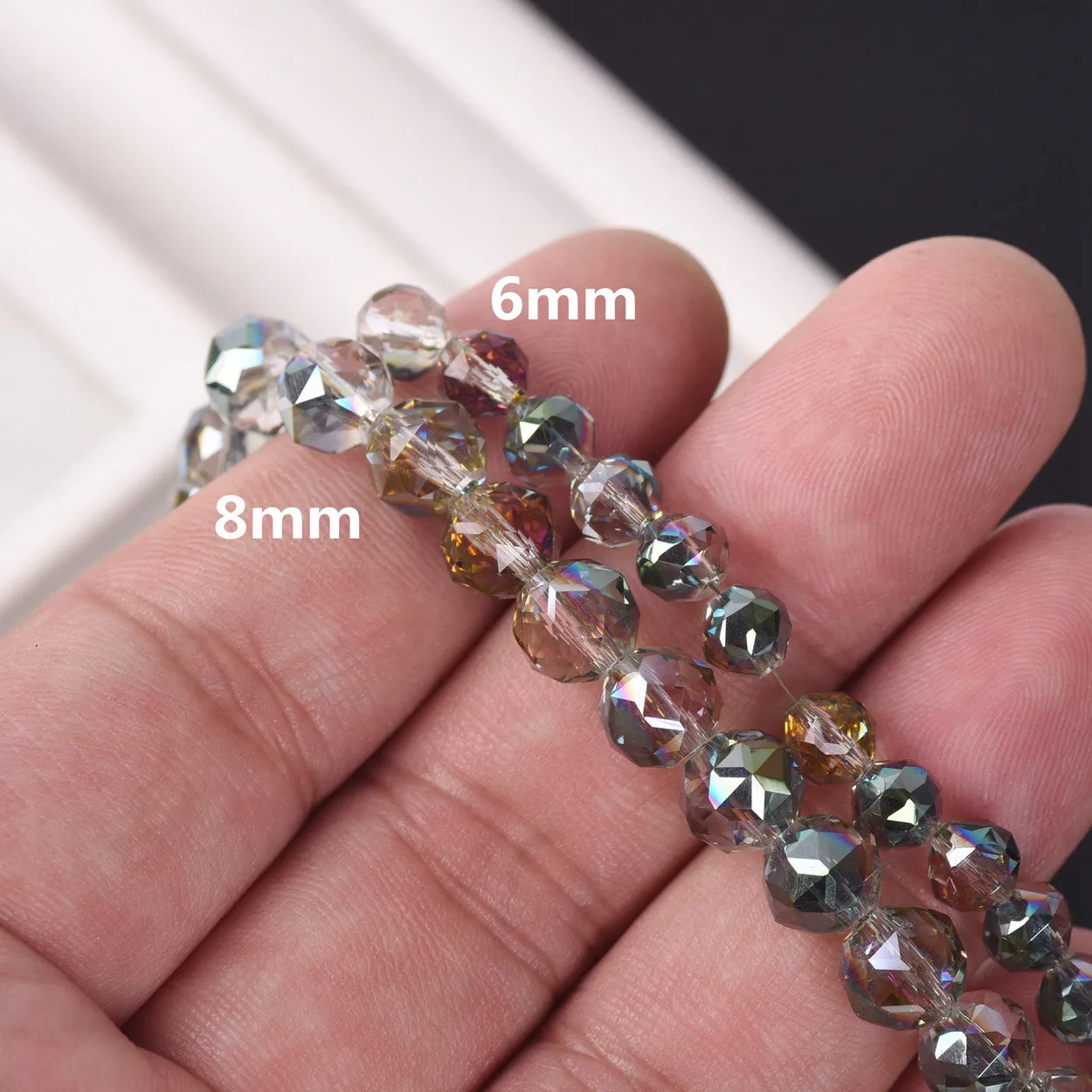 Plated 6mm 8mm Rondelle Faceted Crystal Glass Loose Spacer Beads For Jewelry Making