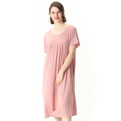 Vestido de verão feminino novo plus size solto sleepwear nightdress confortável algodão camisola de manga curta das mulheres 2xl-7xl