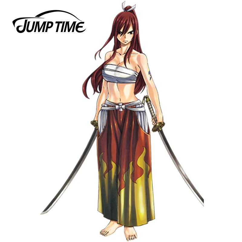 JumpTime 13cm x 8.8cm Super Sexy Car Stickers Anime Erza Scarlet Warrior Vinyl Car Decal Window Wiper Tailgate Styling