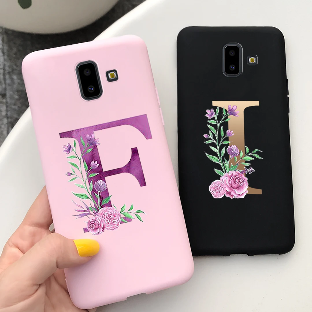 Alphabet Monogram Case For Samsung Galaxy J6 Plus Case Cover Soft Silicone Phone Coque For Samsung J6 2018 J6 J 6 J6Plus Funda