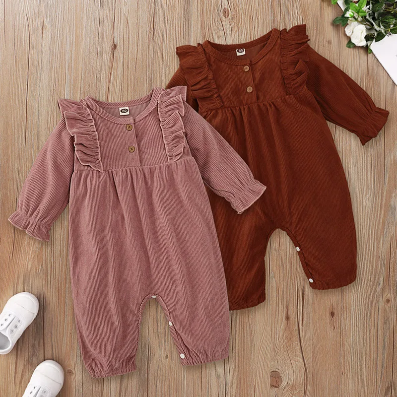 

Corduroy Baby Romper Jumpsuits Long Sleeve Ruffle Overalls Baby Girl Clothes Winter Toddler Infant Clothing for babies Romper