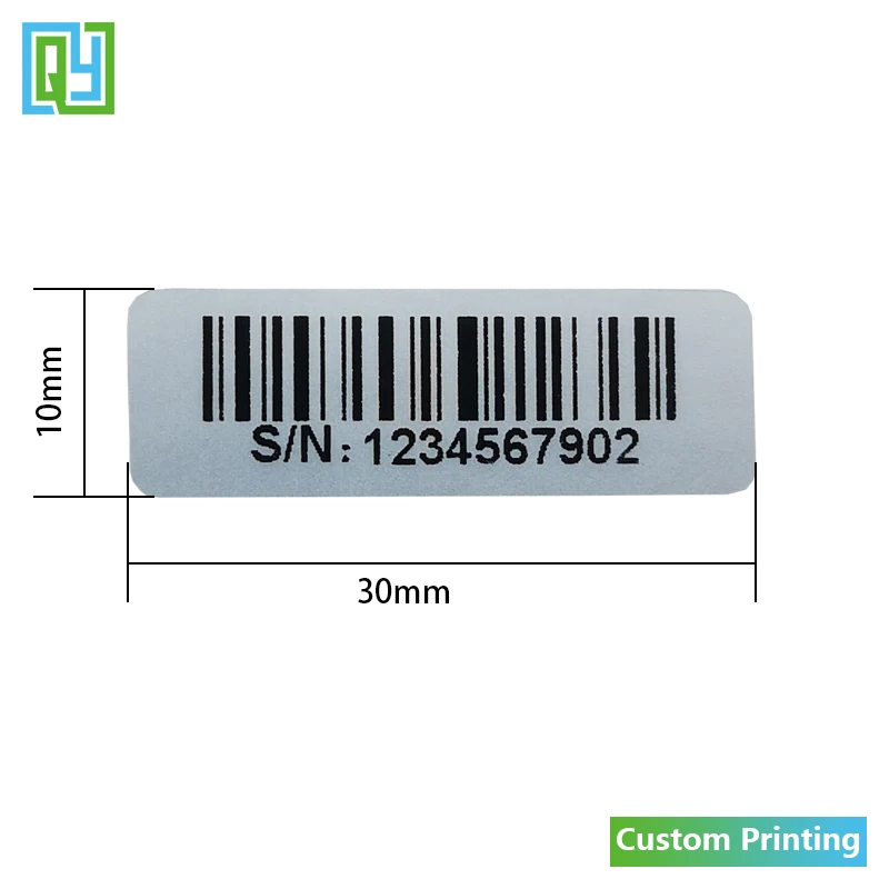 Etiqueta de identificación de código de barras sincronizada, pegatinas de número de serie, código QR personalizado, resistente al agua, 30x10mm,