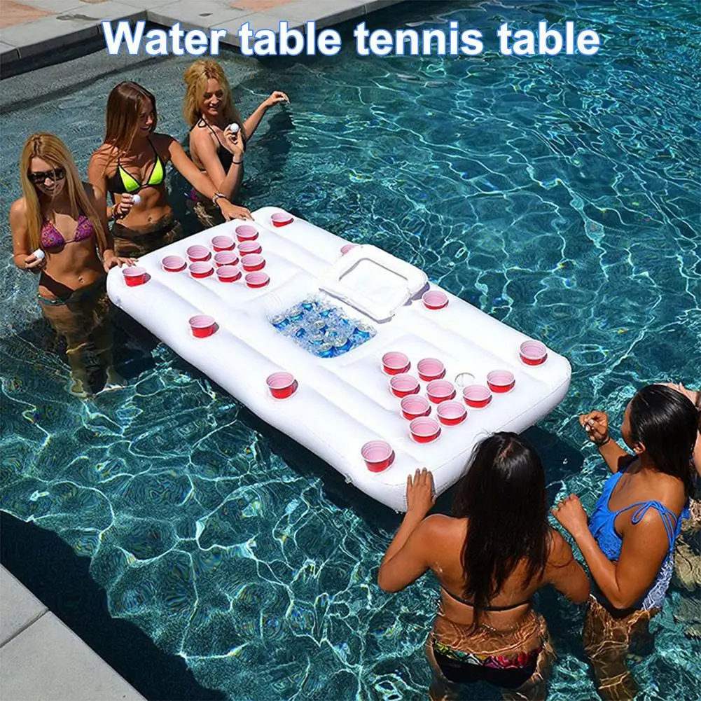 Beer Table Inflatable Floating Drainage Table Tennis Game Table Inflatable 28 Cup Hole Floating Row Swimming Pool Accessories
