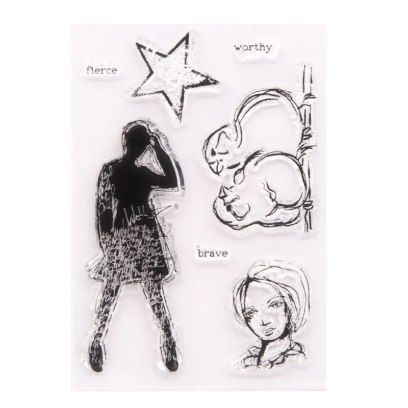 

1pc Beauty Star Transparent Clear Silicone Stamp Seal DIY Scrapbooking Rubber Stamping Coloring Embossing Diary Decor Reusable