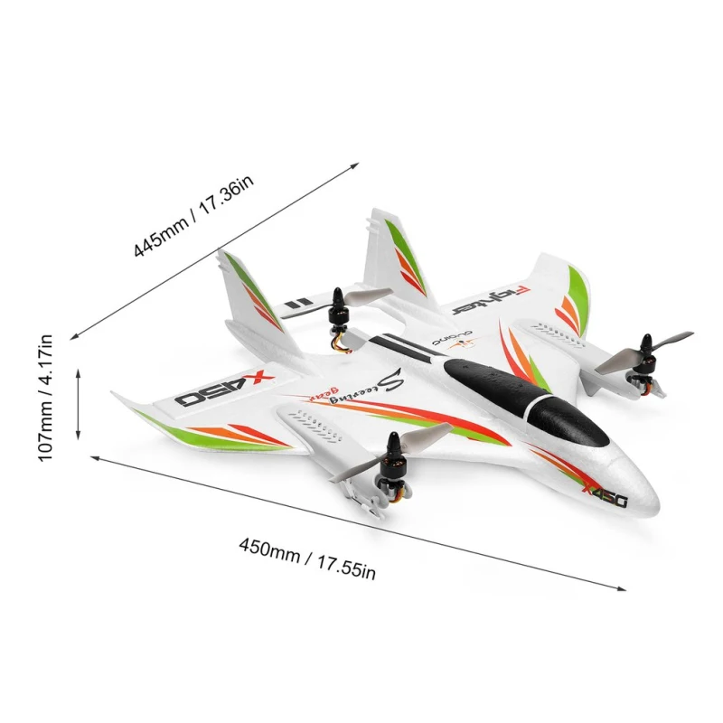 45CM 500M Remote Control Airplane Tripple Brushless 3D/6G Mode Switch Vertical Horizontal Dual Mode Flight RC Airplane Plane Toy