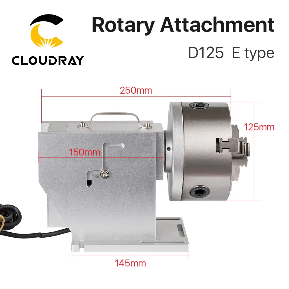 Cloudray Three Chuck Rotary Device MAX Diameter 125mm Expansion Axis Rotary Attachment with + Driver for Fiber Marking Machine