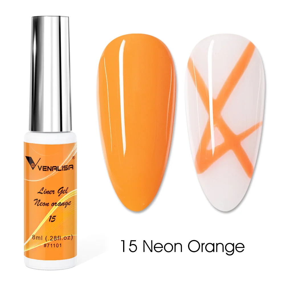 Venalisa Liner Gel 8 ml French Nail Gel Polish UV LED Painting Gel Nail Art Design Wunderschöne Glitzerfarbe DIY Zeichenlack