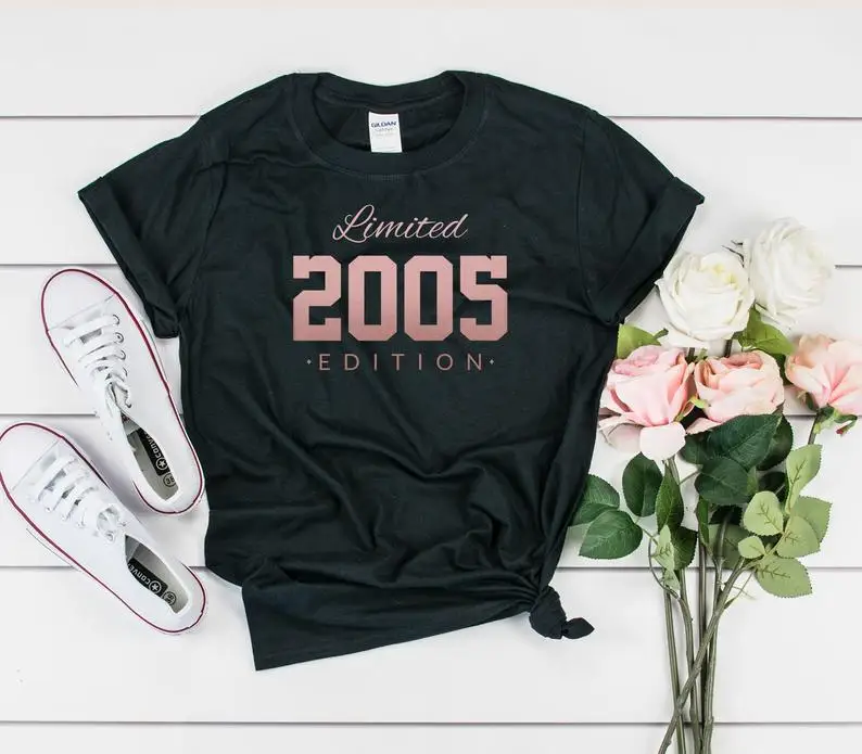 Rose gold-2005 16th birthday limited edition T-shirt gift for her and him 16 year old party shirt UNISEX SHIRT summer 100%cotton