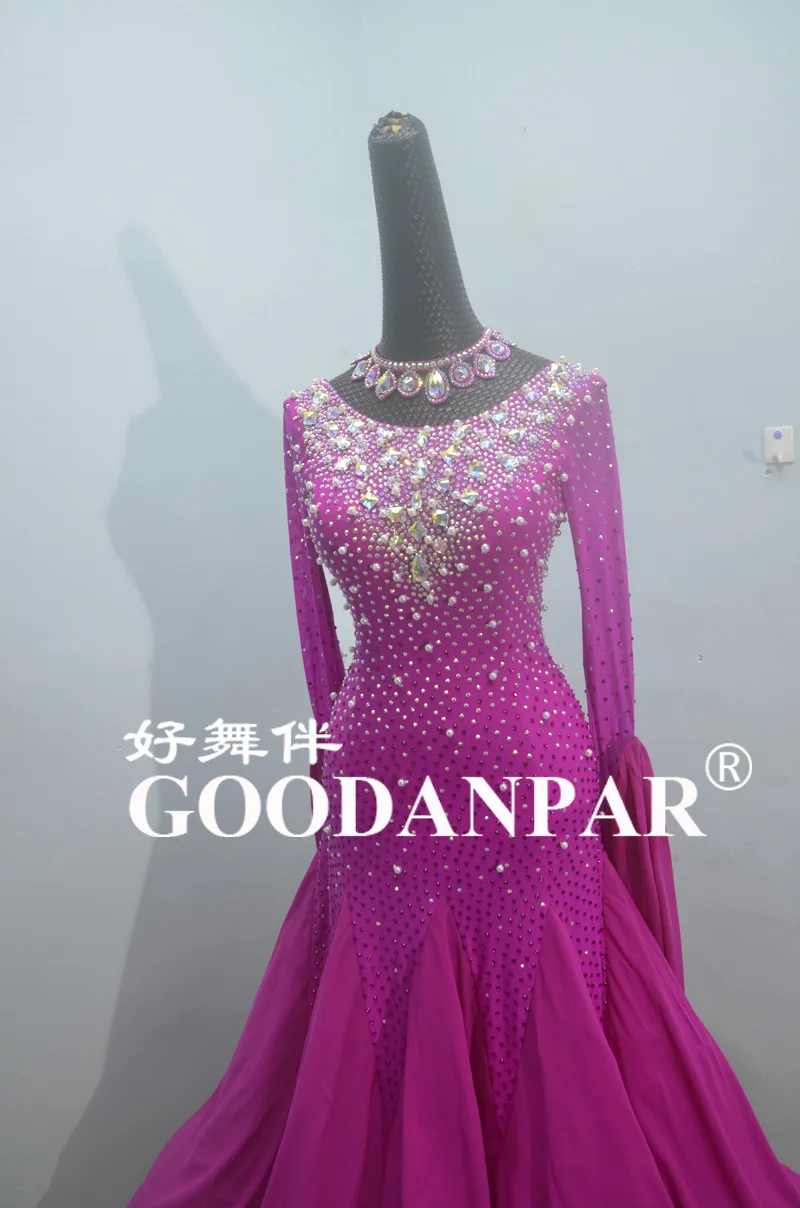 GOODANPAR 2020 New Standard Ballroom Dance Dress Women Girls Competition Costume Sleeveless Lycra Waltz Stage Dance Wear Clothes