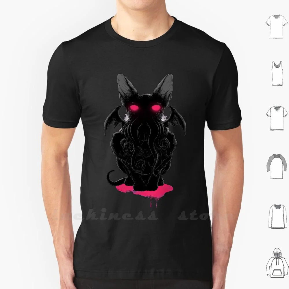 Cathulhu T Shirt Men Women Teenage Cotton 6Xl Black Cat Sphynx Cat Bat Octopus Tentacle Horror Cthulhu Nightmare Dream Surreal