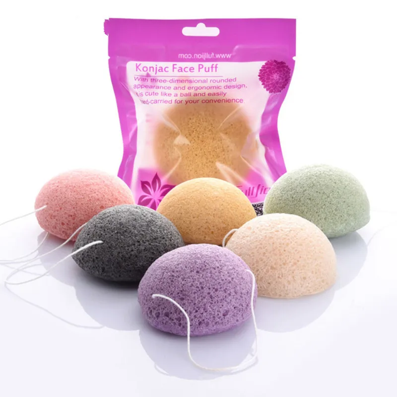 3 Colors Round Shape Konjac Sponge Cosmetic Puff Face Cleaning Sponge Natural Konjac Puff Facial Cleanser Tool Wash Flutter