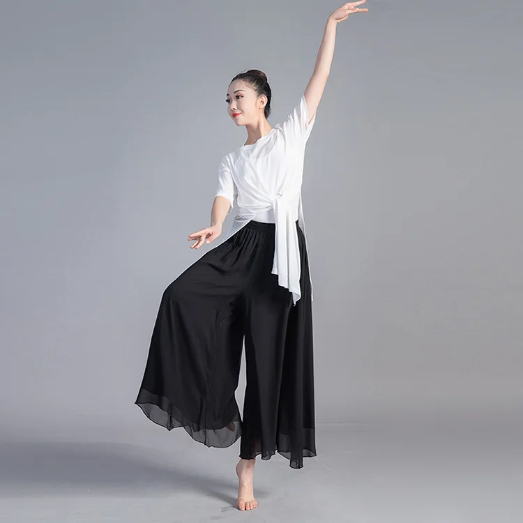 Women Wide Leg Palazzo Pants Hippie Harem Flowy Trousers Dancer Practice Wear Strech Classical Dance Pants for Women