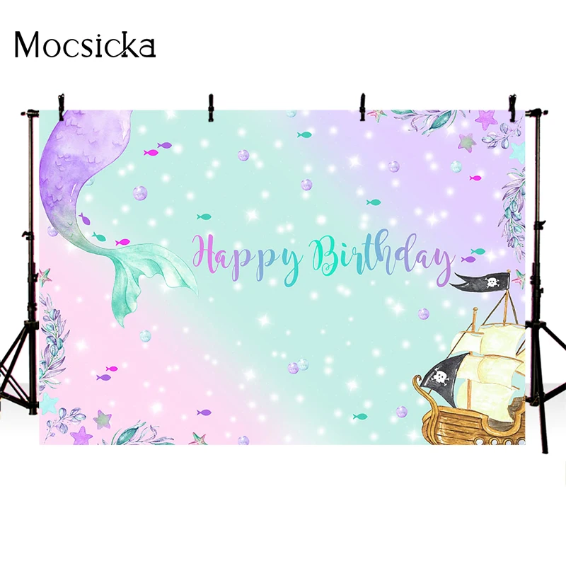 Mocsicka Mermaid Backdrop  Baby Shower Photography Background Under Sea Bed Caslte Corals Princess  Backdrops