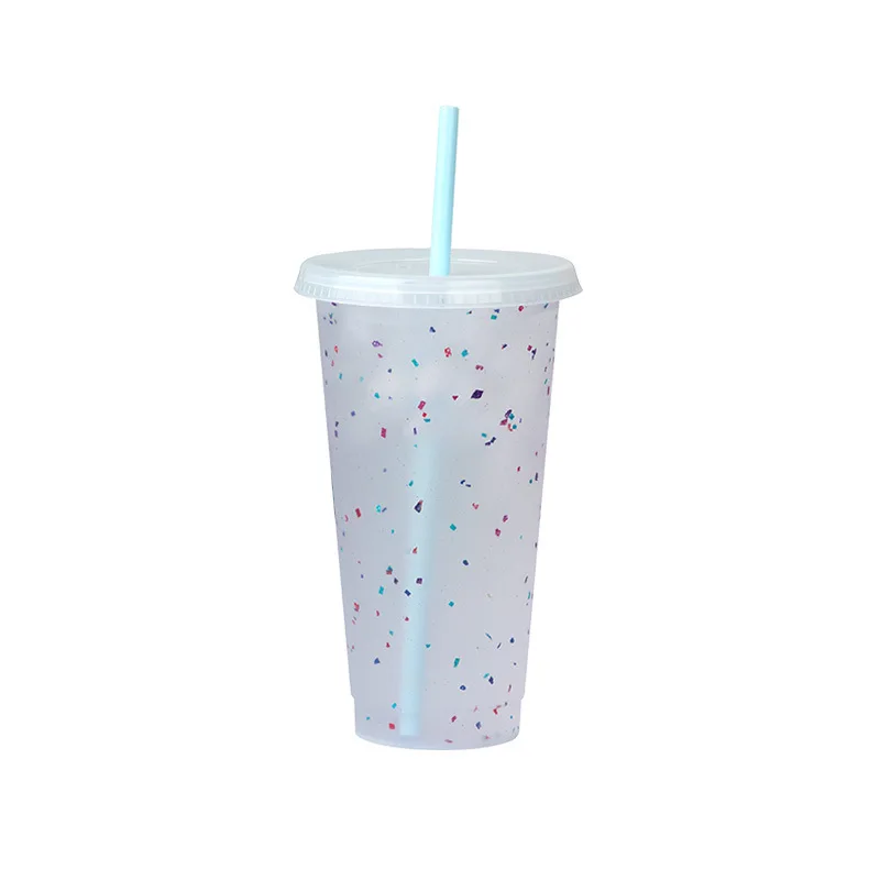

Color Changing Tumbler with Lids and Straw Reusable for Cold/Hot Drink Confetti Pattern Cup for Adults & Kids 701-800ml WWO66