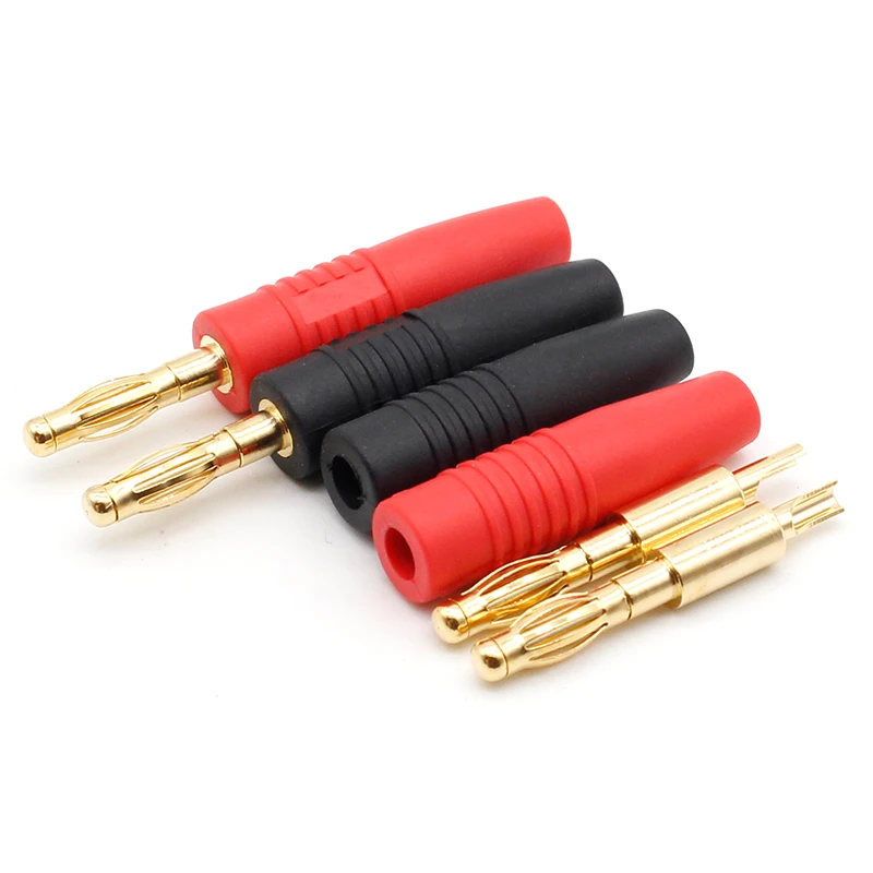 Clavija de Cable de altavoz Musical chapada en oro, conectores Banana, 4 piezas, 4mm