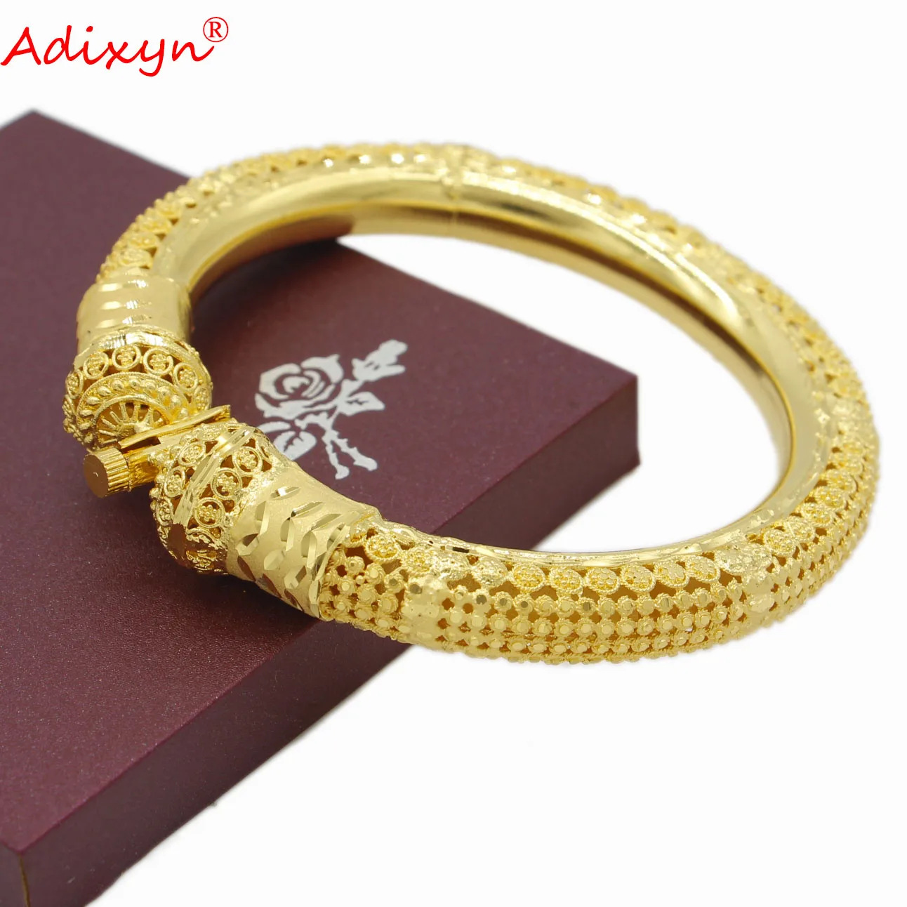 Adixyn Luxury Gold Color Bangle&Bracelets on hand Jewelry For Women African Middle East Arab Party Wedding Gifts N09272