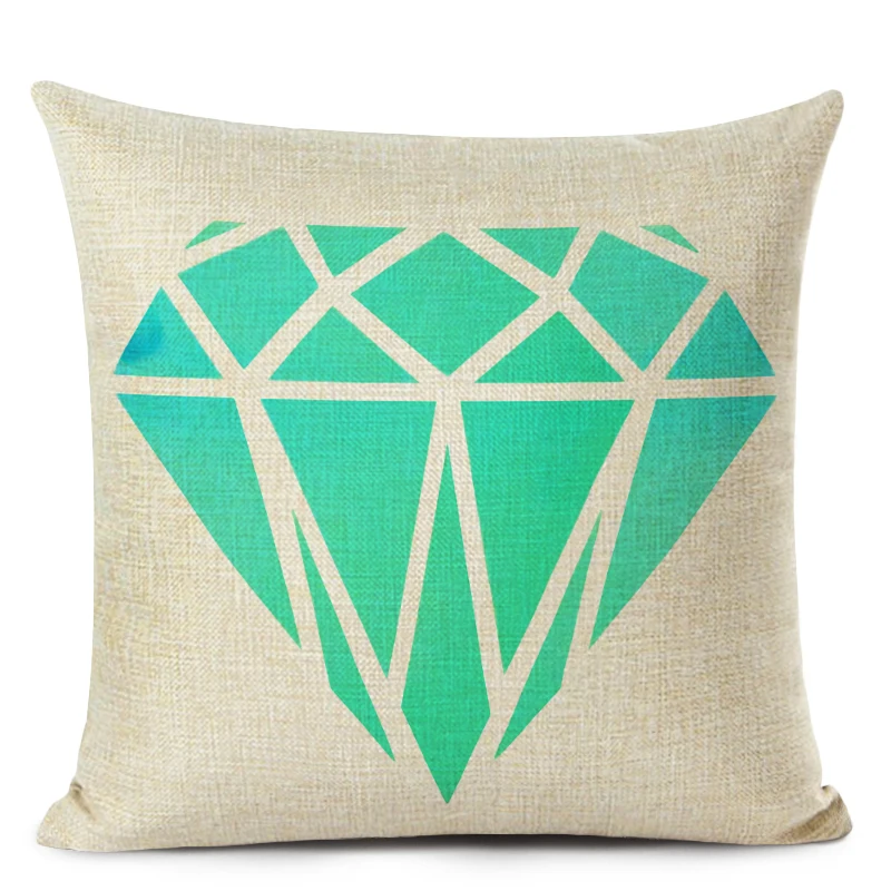 Geometric Blue Wave Home Cushion Covers Home Textile Decorative Soft Seat Car Custom Linen Mint Green Fresh Diamond Almohada