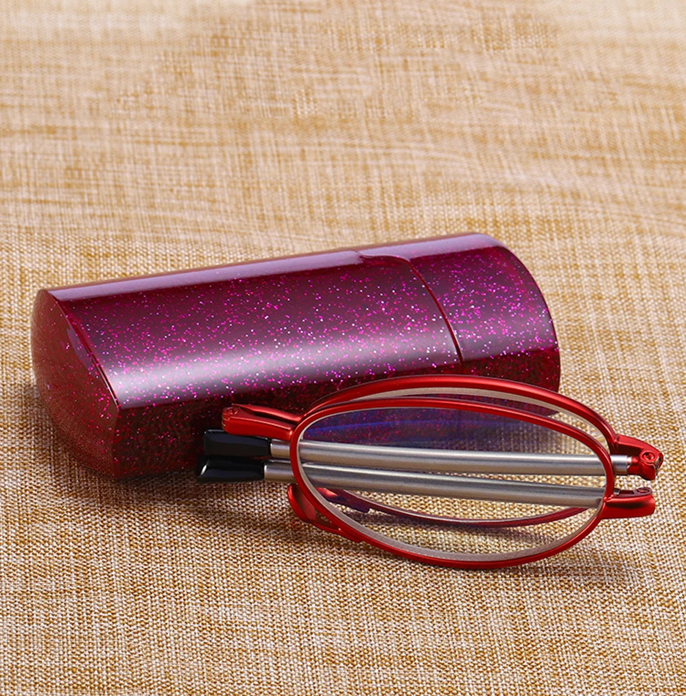 New Design Women Foldable Portable Oval Full-rim Utralight Elegant Reading Glasses +0.75 +1 +1.25 +1.5 +1.75 +2 +2.25 +2.5 To +4