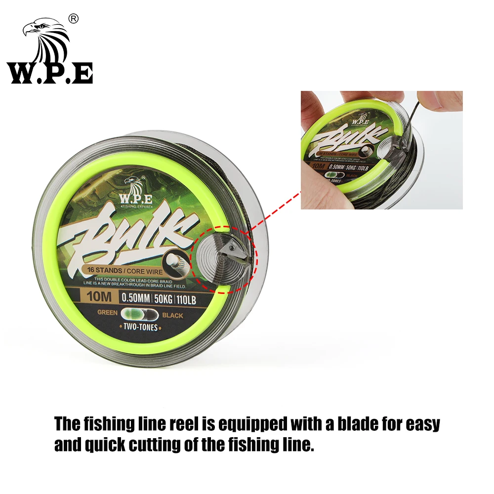 W.P.E Lead Core Carp Fishing 16 Strands Braid Carp Fishing Line 5m/10m 0.50mm 110LB 50kg Hair Rigs Carp Feeder Fishing Tackle