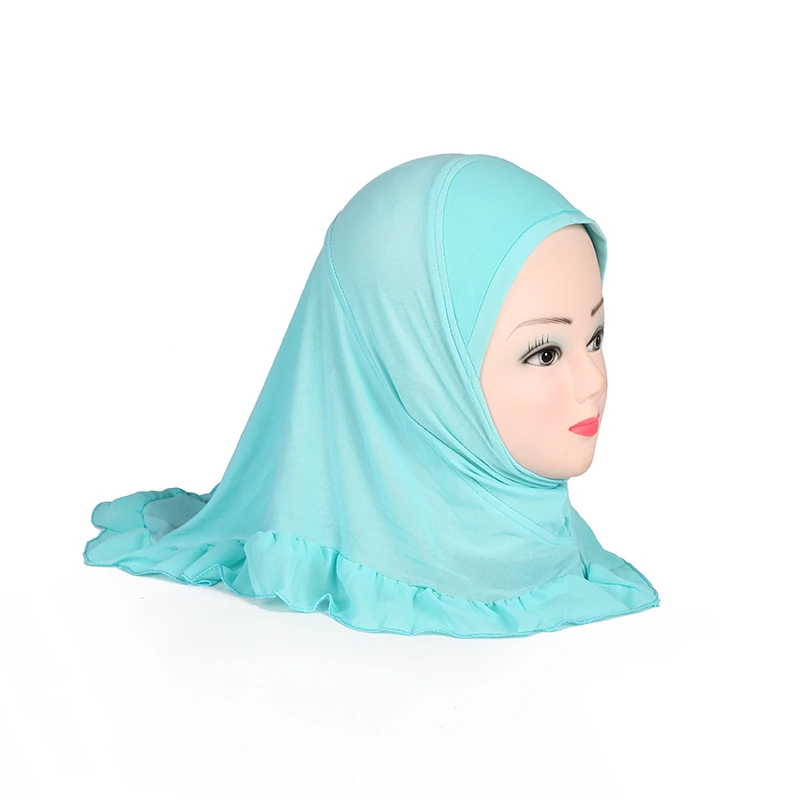 H107 beautiful small girl hijab with crinkle border cute hijab hats women\'s caps can fit 2-5 years old girls