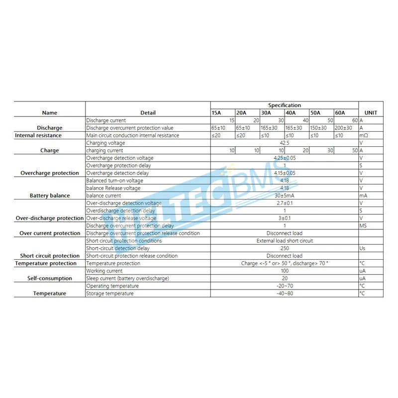 Placa de proteção para bateria de íon-lítio, à prova d'água, bms 10s, 36v, 42v, 25a, bms com função de equilíbrio, 3.7v