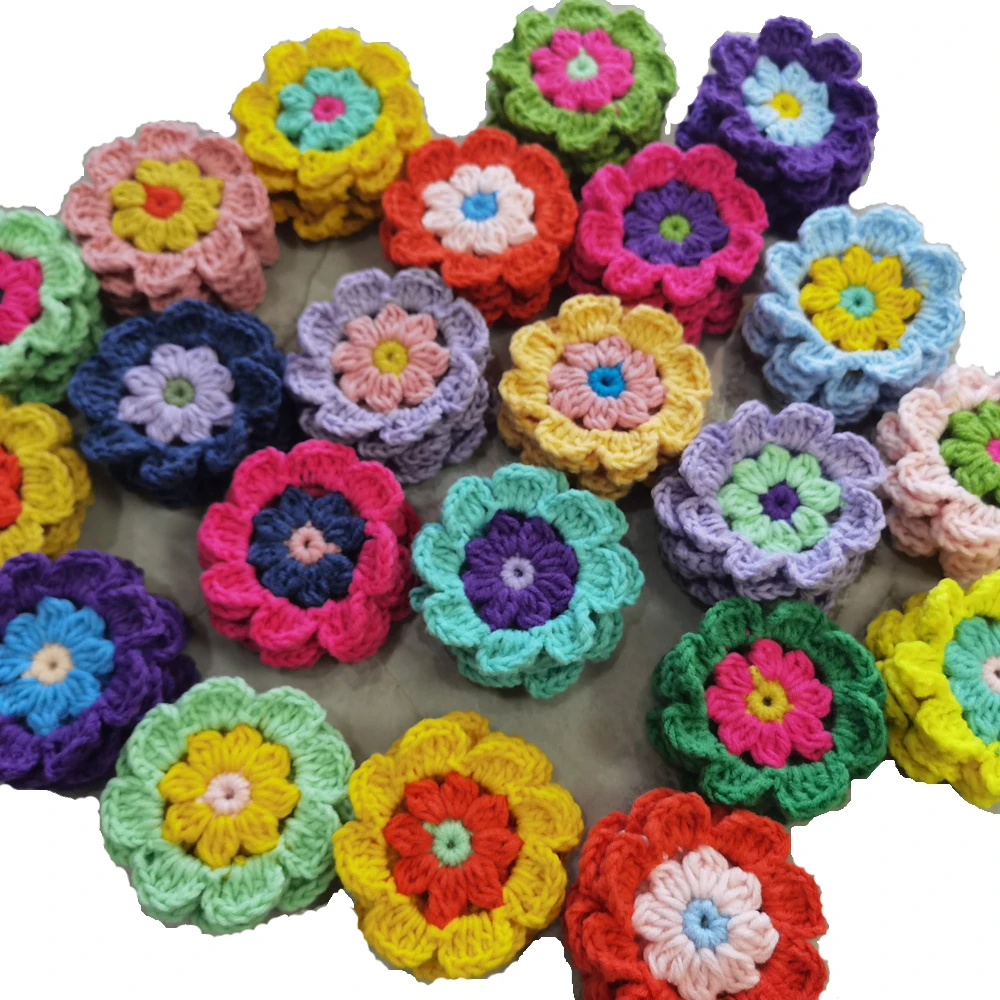 Original DIY Hand Crochet Doilies Colors Round Coaster 9cm Table Decor Placemat Clothes Accessories Patch Wedding Gift 50pcs/lot