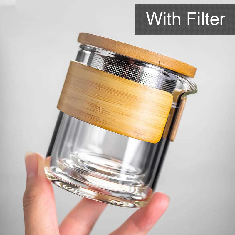 YMEEI Portable Glass Teaware Sets Travel Tea Water Bottle Drinking With Bag Outdoor Glass Tea Water Cup Tea Filter Strainer