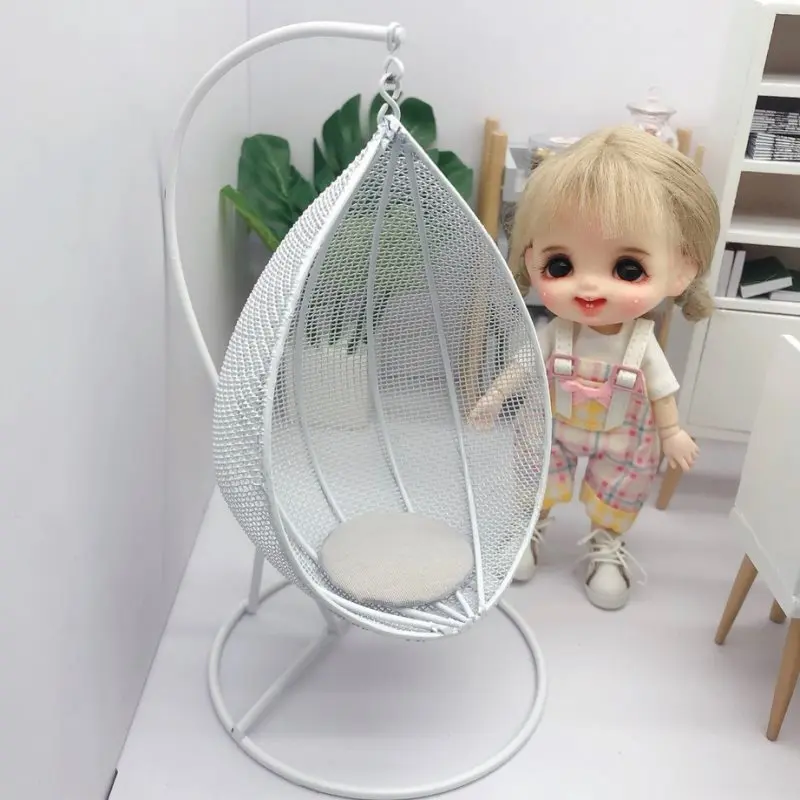 1:12 Nhà Búp Bê Thu Nhỏ Đồ Nội Thất Ghế Xích Đu Võng Nhà Búp Bê Trang Trí Đồ Chơi Mini Bàn Ghế Sân Vườn Xoay