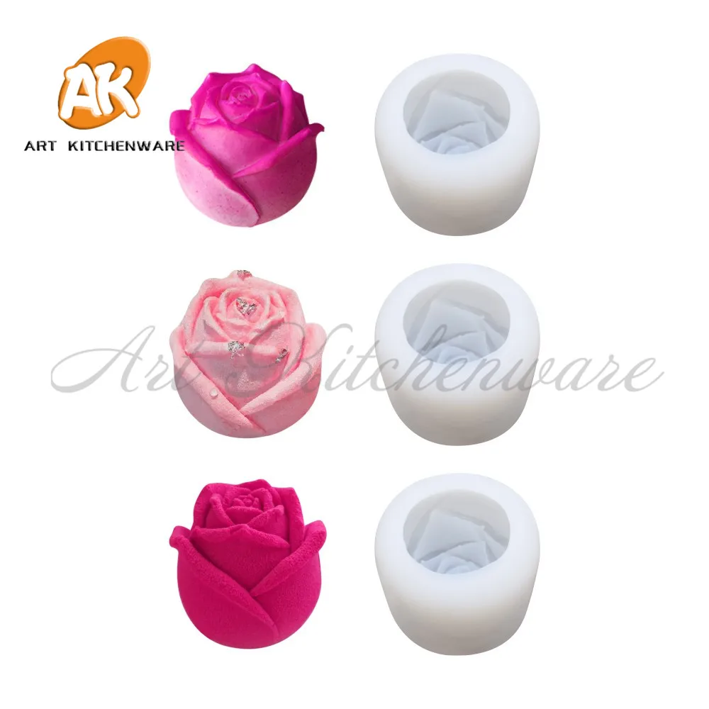 

3D Rose Silicone Mold Jelly Chocolate Mousse Mould Ice Tray Molds DIY Homemade Soap Candle Moulds Cake Decorating Tool Bakeware