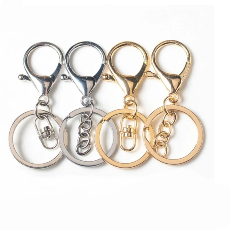 

50pcs/lot 30mm Key Ring Long 73mm Popular classic Plated lobster clasp key hook chain jewelry making keychain