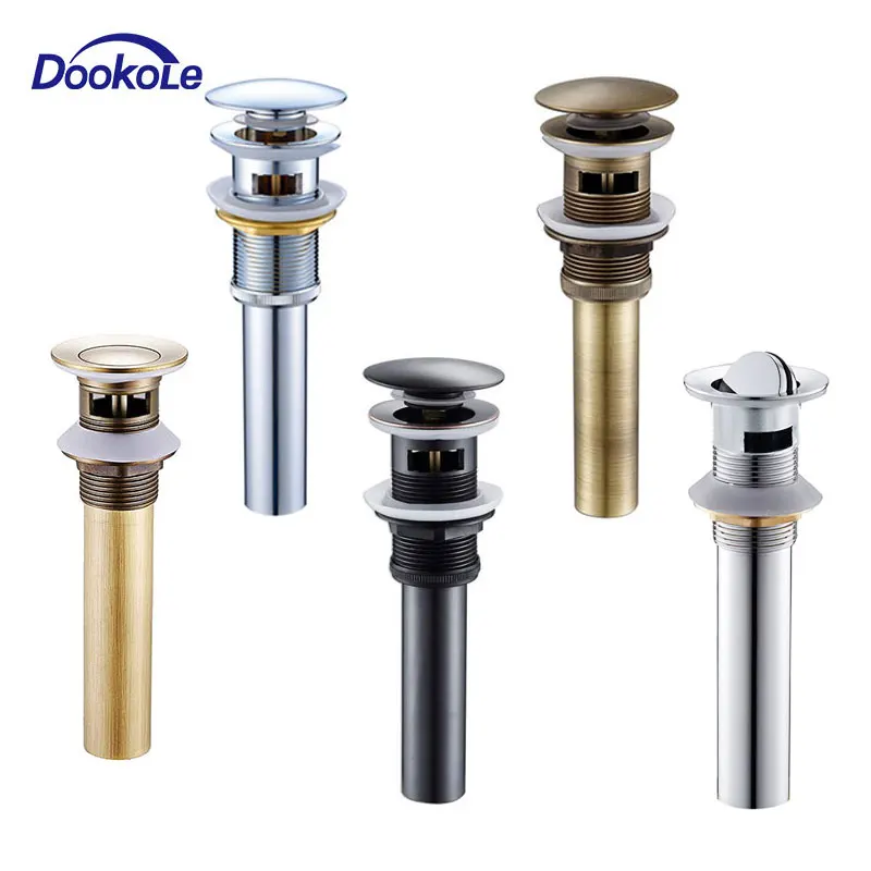 Pop Up Drain Stopper with Overflow, Lavatory Basin Drain without Overflow Black, Chrome or Oil Rubbed Bronze or Antique