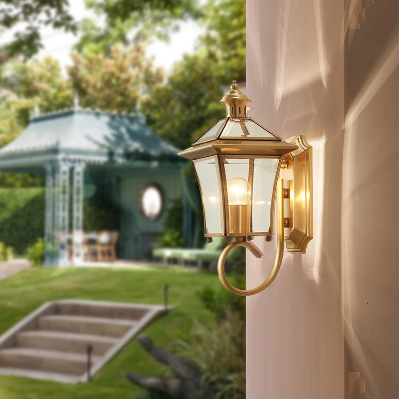 Modern Outdoor Pathway Wall Lamp White Light Outdoor Garden Villa Door Decoration Aisle Corridor Copper Wall Light 85-265V